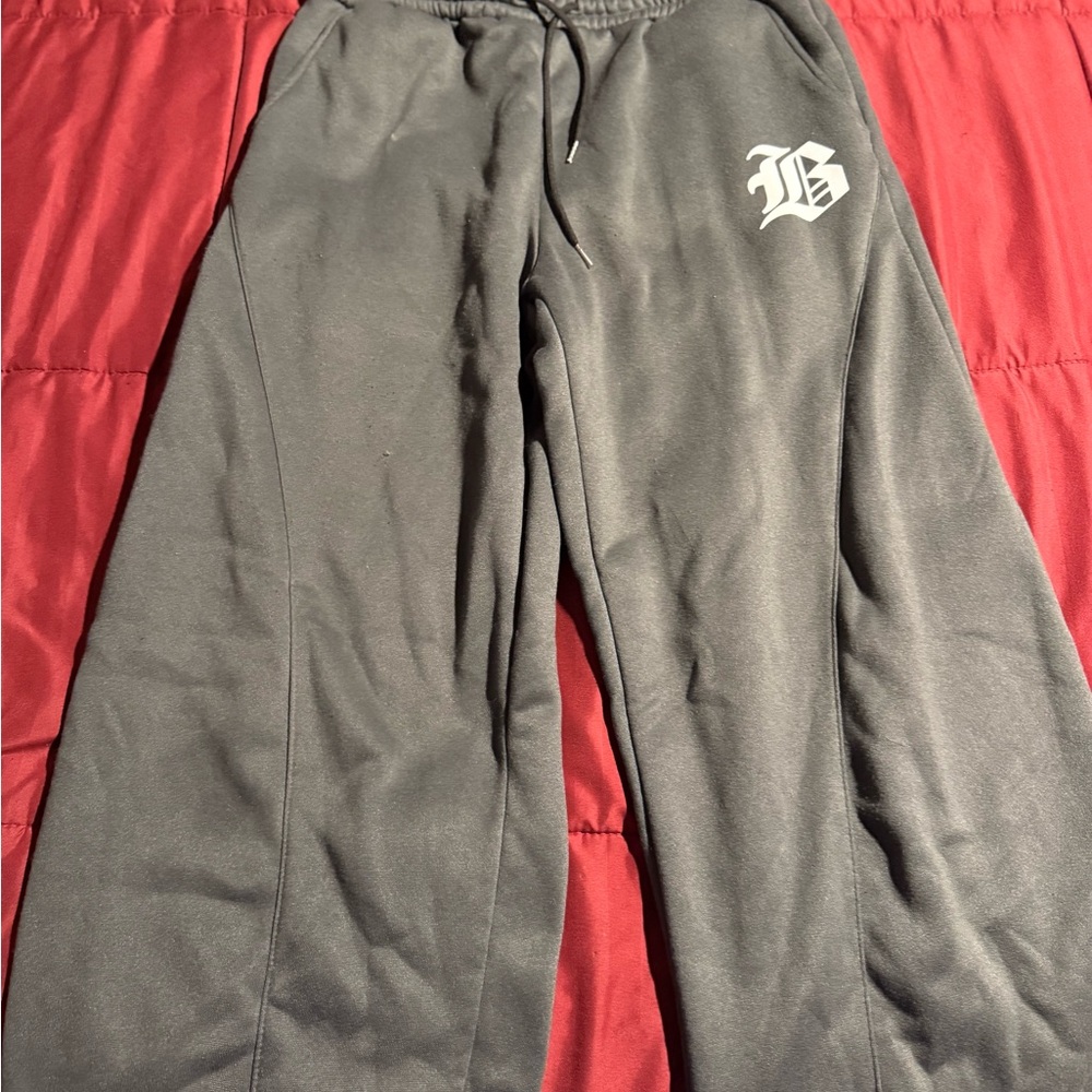 Gray Stack Sweats with White Logo